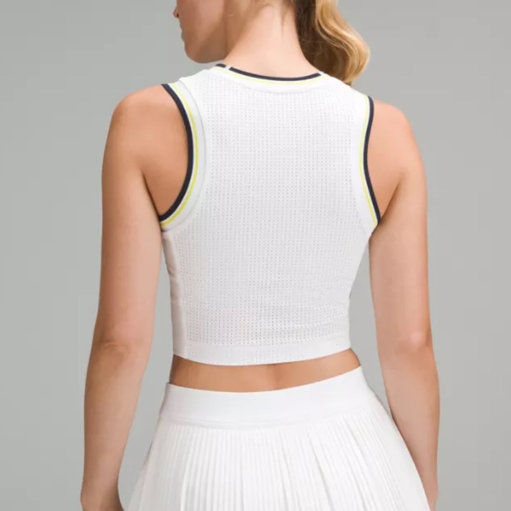 Lululemon Athletica White Top with Black and Yellow Accents